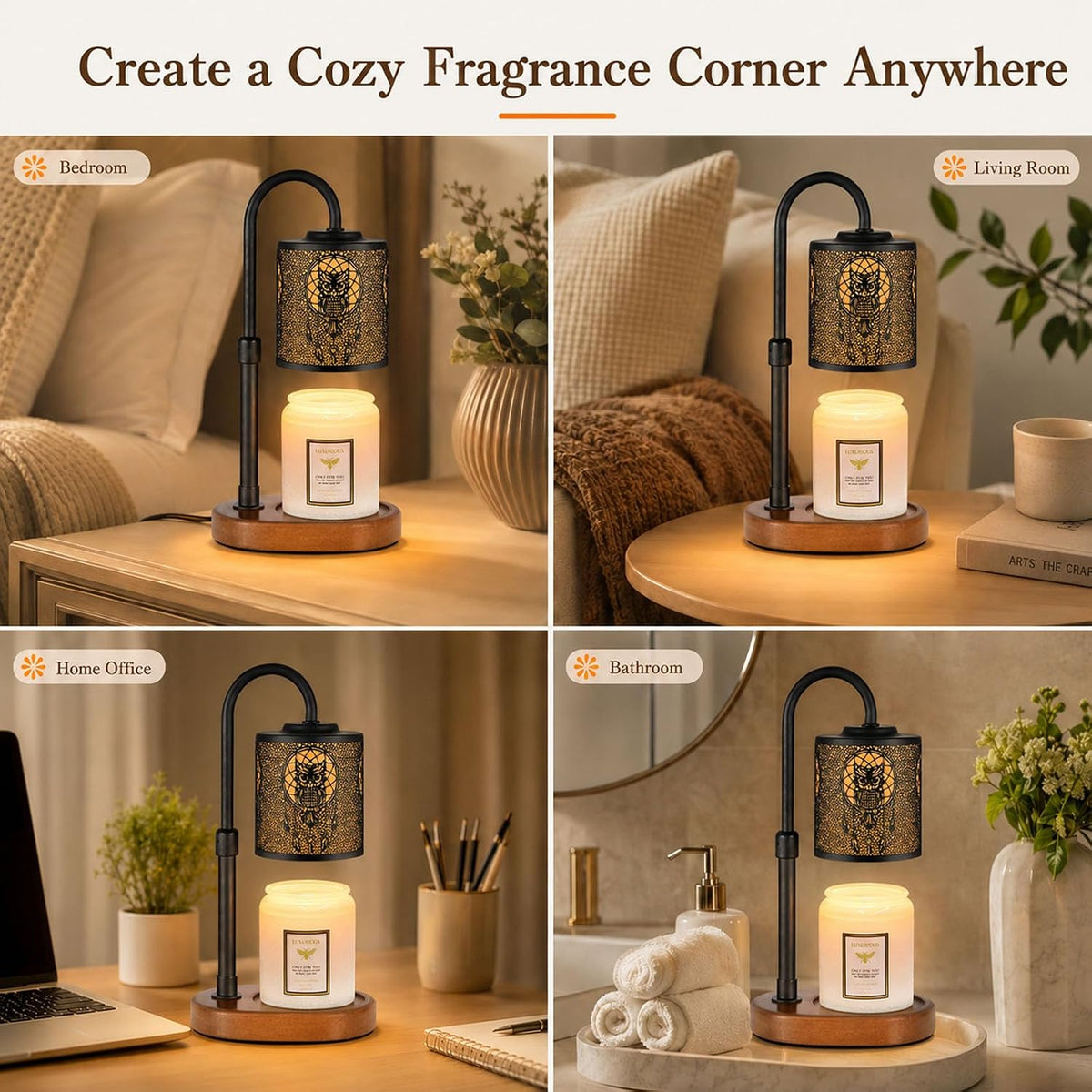 Dimmable Candle Warmer Lamp with Timer Adjustable Height for Scented Jar Candles Electric Candle Wax Melt Warmer for Home Decor Christmas Birthday Gifts for Women Mom(Hummingbird)