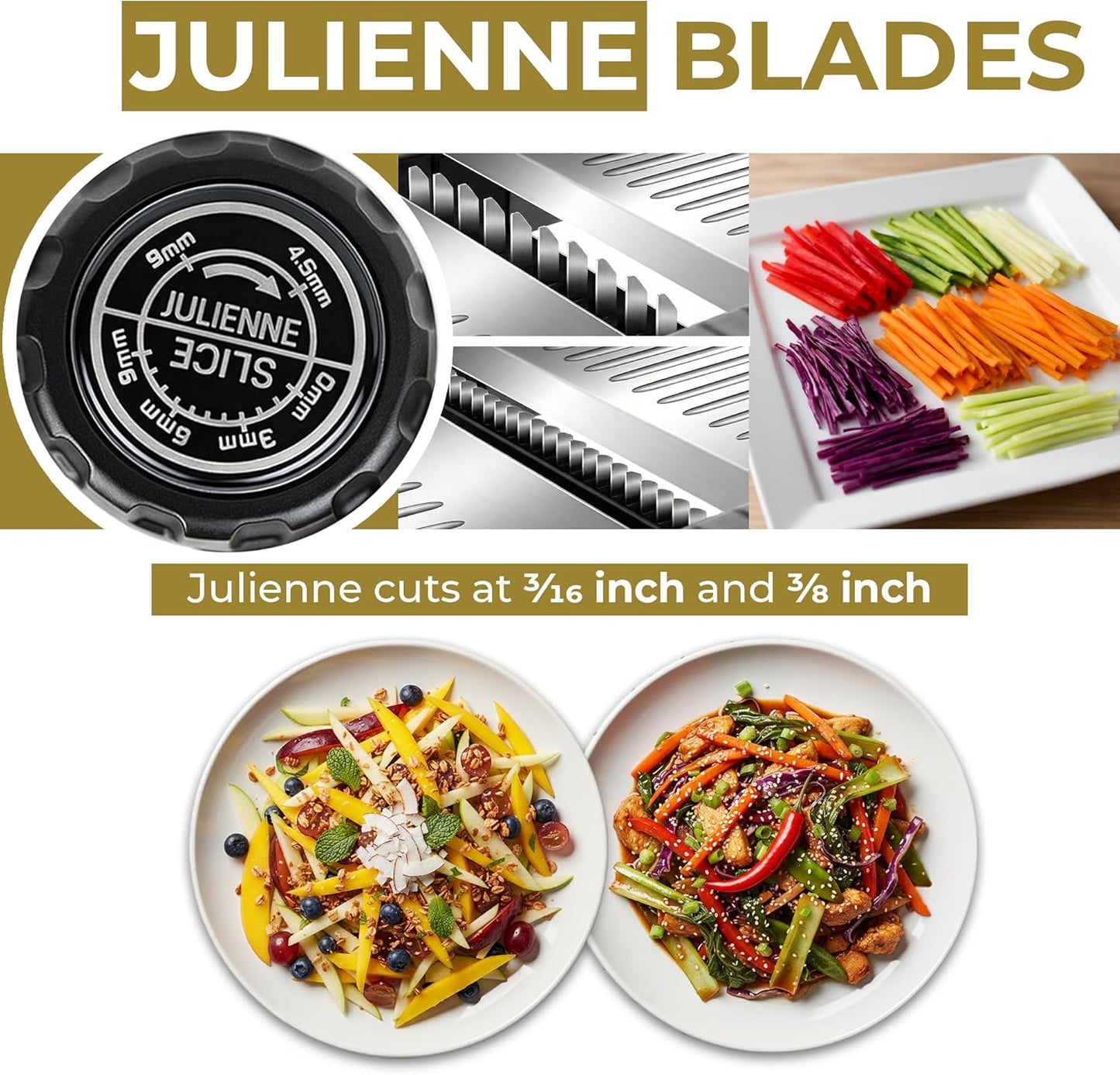 Gramercy Handheld Mandoline Slicer for Kitchen - Stainless Steel Veggie & Fruit Slicer with 4 Blades - Slicer, Julienne & Grater, Cut Resistant Safety Glove & Cleaning Brush Included, Dishwasher Safe