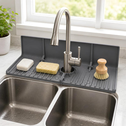 Silicone Sink Splash Guard Behind Faucet, Faucet Mat Backsplash Guard Black