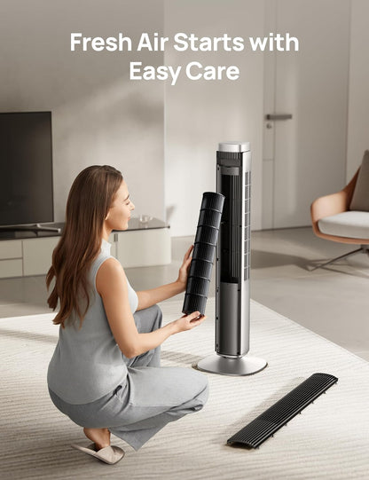 DREO Smart 42'' Tower Fan for Bedroom, 12 Speeds, 20dB Quiet Standing Fan