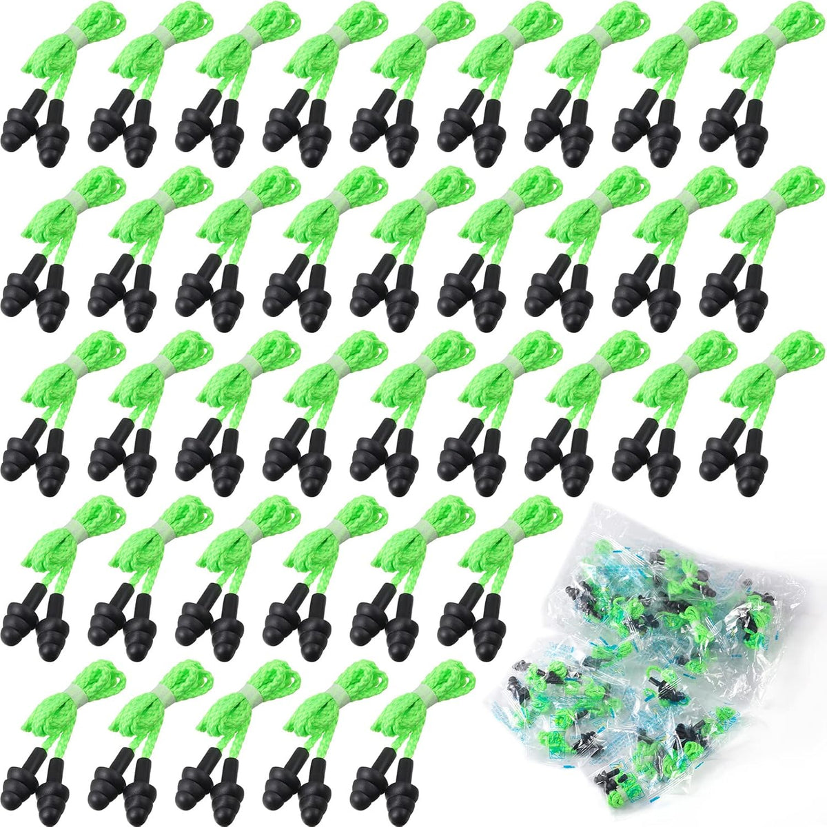 Tondiamo 200 Pairs Ear Plug Bulk with Cord Reusable Silicone, Fresh