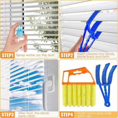 4 Pcs Window Venetian Blind Cleaner Duster Tool 7 Finger Blind Rush and Shutter Cleaner Brush Hand-held Window Shutter Air Conditioner Duster for Dirt(Green, Blue)