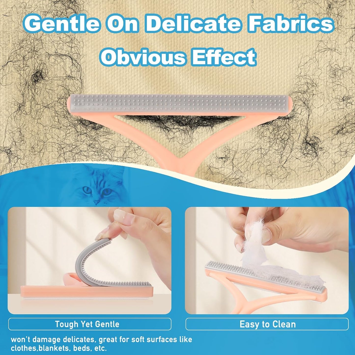 Pet Hair Removal Tool: 6 Pcs Dog Cat Hair Remover - Reusable Pet Hair Remover with Laundry Pet Hair Catcher - Portable Carpet Rake Scraper Fur Removal Tool for Rugs Car Mats Couch Furniture
