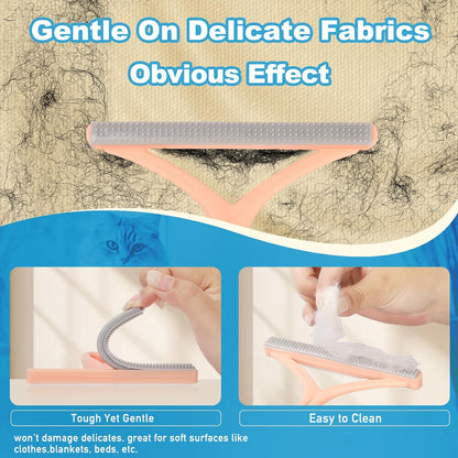 Pet Hair Removal Tool: 6 Pcs Dog Cat Hair Remover - Reusable Pet Hair Remover with Laundry Pet Hair Catcher - Portable Carpet Rake Scraper Fur Removal Tool for Rugs Car Mats Couch Furniture