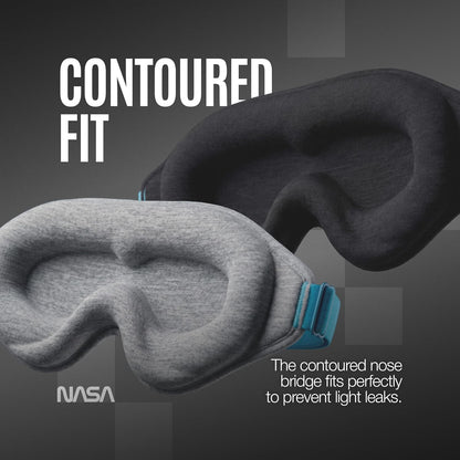 NASA Sleep Mask with LightBlock™ Barrier | Total Blackout | For Men & Women | Official NASA Design | Cooling Memory Foam | 3D Eye Cups | Includes Noise-Blocking Earbuds