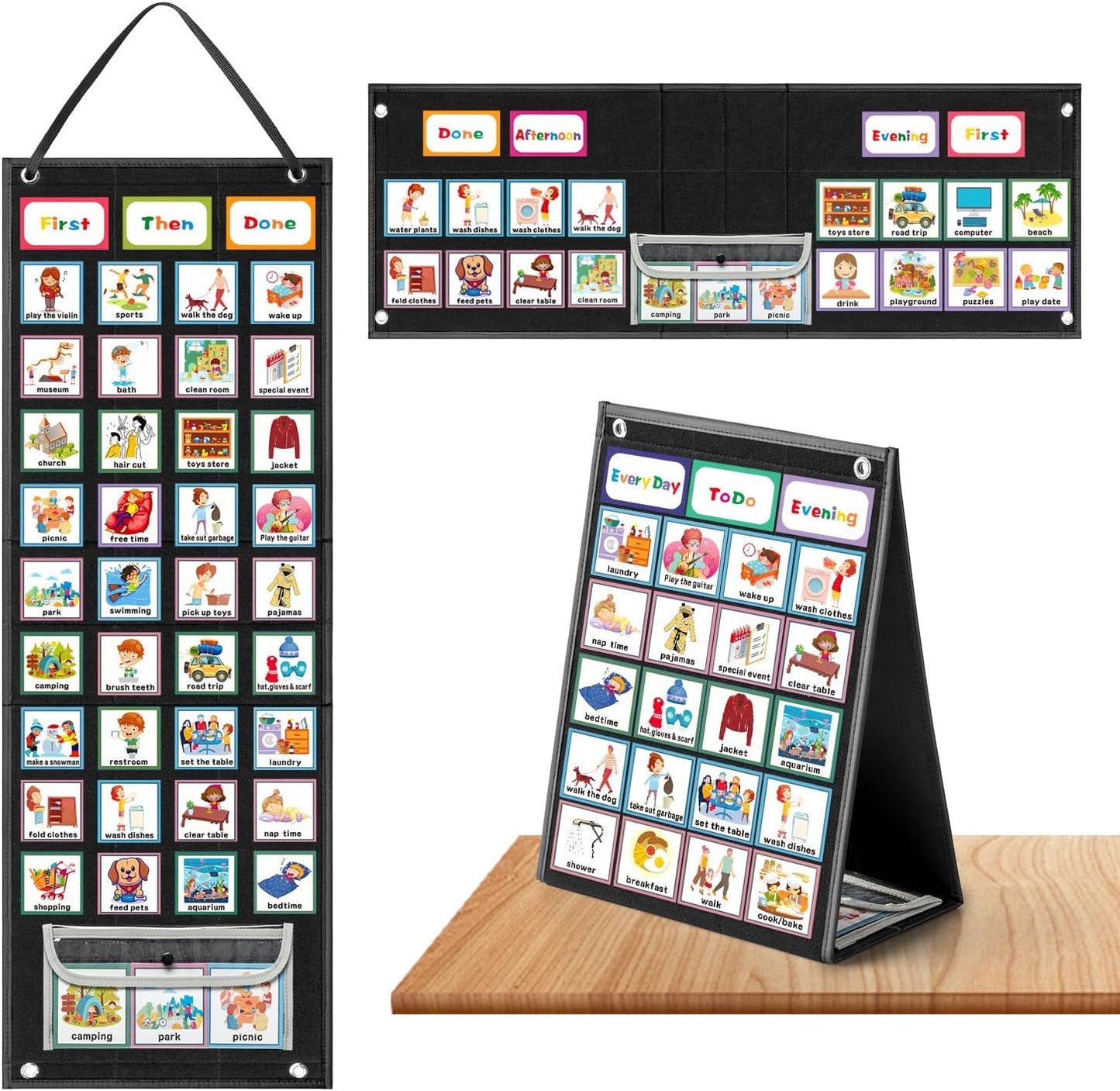 REGELETO X-Large Visual Schedule Chart for Students Chore with 92 Pieces Behavior Cards, Visual Behavioral Routine Chart for Students, Daily Schedule Board Learning Planners for Home School (X-Large)