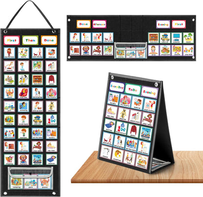 REGELETO X-Large Visual Schedule Chart for Students Chore with 92 Pieces Behavior Cards, Visual Behavioral Routine Chart for Students, Daily Schedule Board Learning Planners for Home School (X-Large)