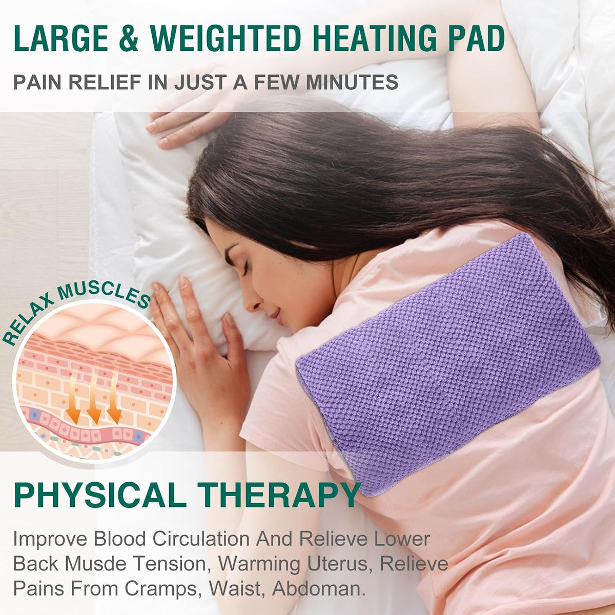 Microwavable Heating Pads 15 * 9", Weighted Moist Microwave Heat Pad for Cramps Neck Shoulder, Back Pain Relief, Warm Compress Rice Bean Bag Hot Pack for Muscles Ache, Joints, Unscented