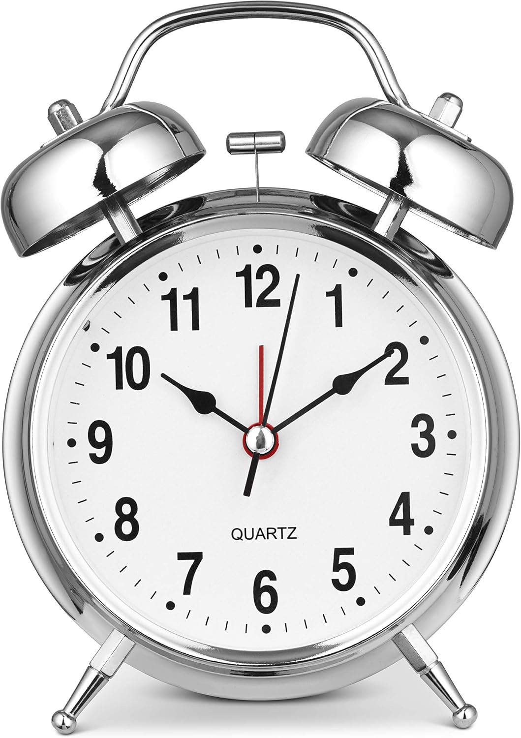 Bernhard Products Analog Alarm Clock 4" Twin Bell Vintage Navy Blue Silent Non-Ticking Quartz Battery Operated Extra Loud with Backlight for Bedside Table Desk, Retro Old Fashioned for Heavy Sleepers