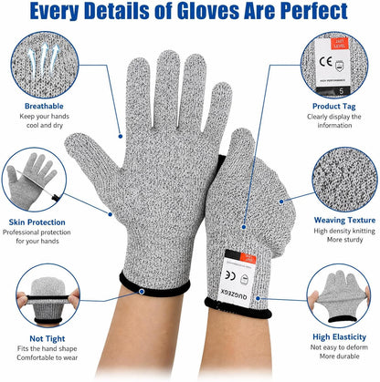 Cut Resistant Gloves, Kitchen & Food Grade, for Cutting, Slicing, Meat Carving, Gardening, Unisex Work Safety Gloves