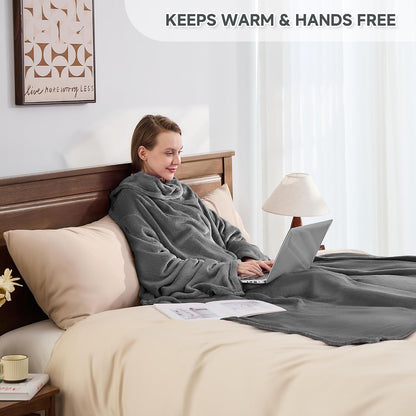 IFNOW Fleece Wearable Blanket with Sleeves, Oversized Snuggle Robe