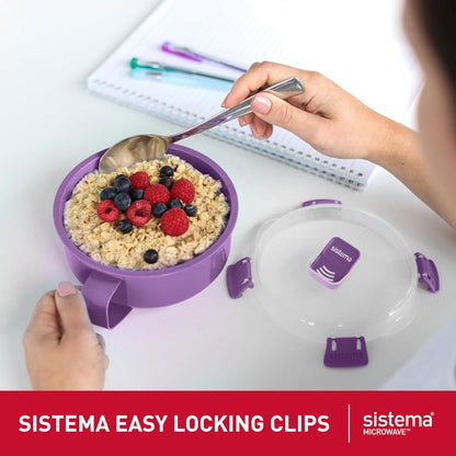 Sistema Microwaveable 940mL Noodle Bowl, Round Microwave Container with Lid & Steam-Release Vent, Cooks Pasta, Soup, Stew & More, Dishwasher & Freezer-Safe, BPA-Free
