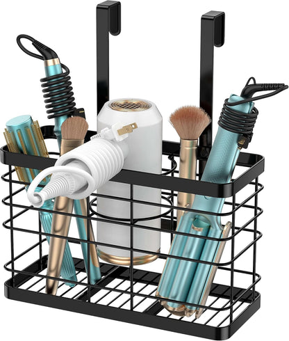 Hair dryer holder cabinet door - Hair tool organizer wall mount | Cabinet Door Bathroom Organizer Hair Care & Styling Tools Storage Basket for Hair Dryer, Curling Irons, Hair Straighteners
