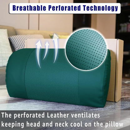 Breathable Perforated Leather Recliner Memory Foam Head Pillow - Non-Slip Base with Adjustable Neck Support in Chocolate, for Recliners, Sofas, and Loveseats, Ensuring Unmatched Relaxation