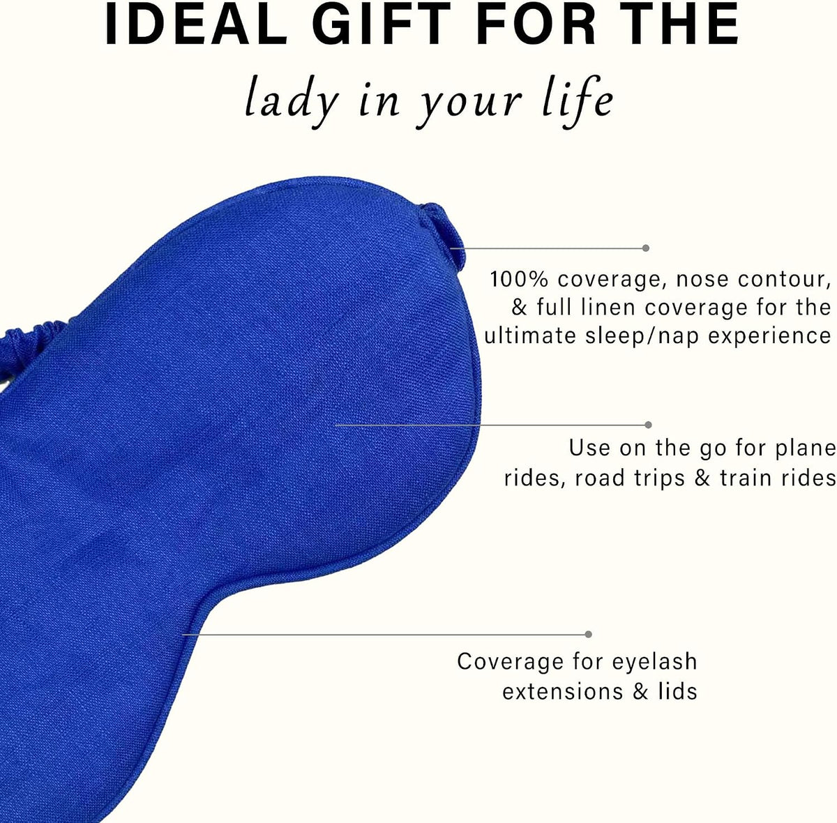 Eye mask Pure Linen Sleep Mask with Elastic Band, No Pressure On Eyes,Side Sleeper Eye Cover Organic Cotton Core Blindfold,Napping & Yoga Travel Essentials (Natural)