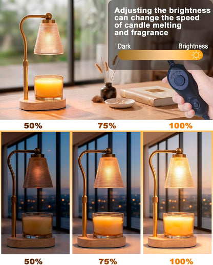 Candle Warmer Lamp with Timer, Dimmable, Adjustable Height, Oval | 2 bulbs included, no flame needed, 1-year warranty, farmhouse or modern decor, for bedroom, kitchen, living room, gifting