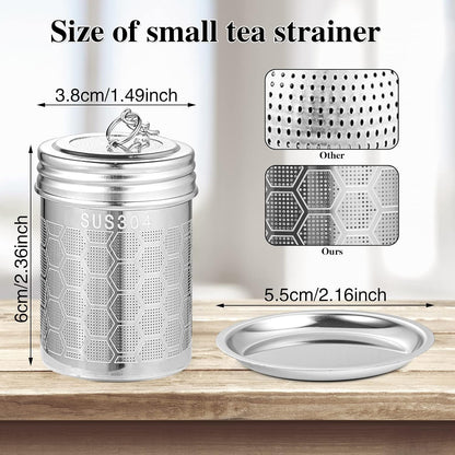 2 Pack Tea Infusers For Loose Tea, 304 Stainless Steel, 2 Inch | Fine Mesh Filter, Threaded Lid, Chain Hook, Drip Trays, Fits Most Mugs And Teapots, Dishwasher Safe