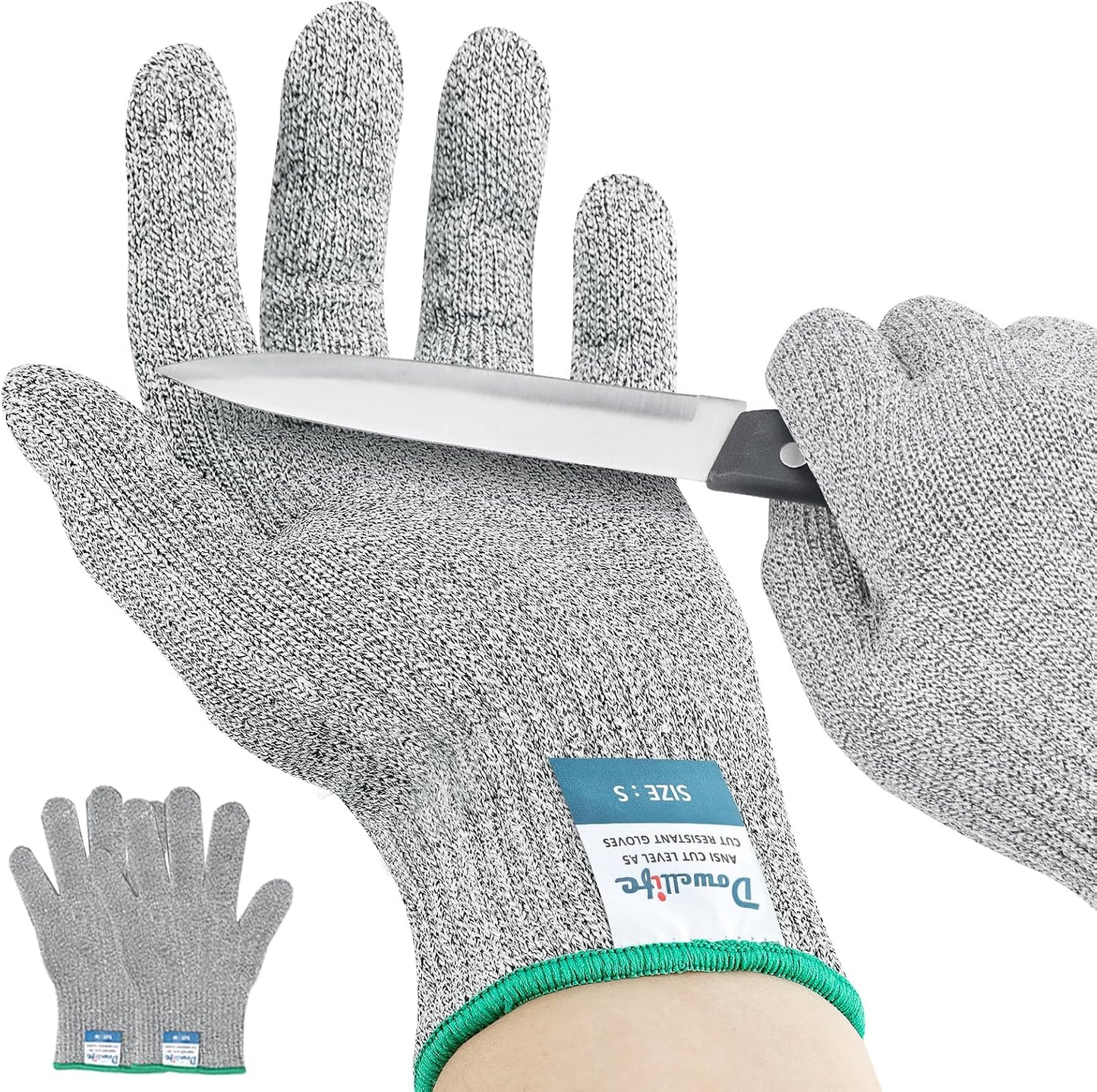 Dowellife Cut Resistant Gloves A9 Maximum Protection - Food Grade Kitchen & Chef Gloves for Food Prep, Knife Cutting, Mandoline Slicing, Butcher, Oyster Shucking, Fish Handling (Medium)