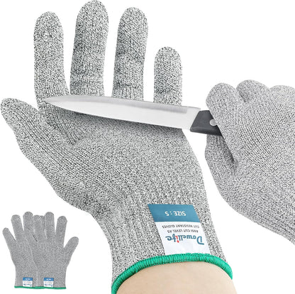Dowellife Cut Resistant Gloves A9 Maximum Protection - Food Grade Kitchen & Chef Gloves for Food Prep, Knife Cutting, Mandoline Slicing, Butcher, Oyster Shucking, Fish Handling (Medium)