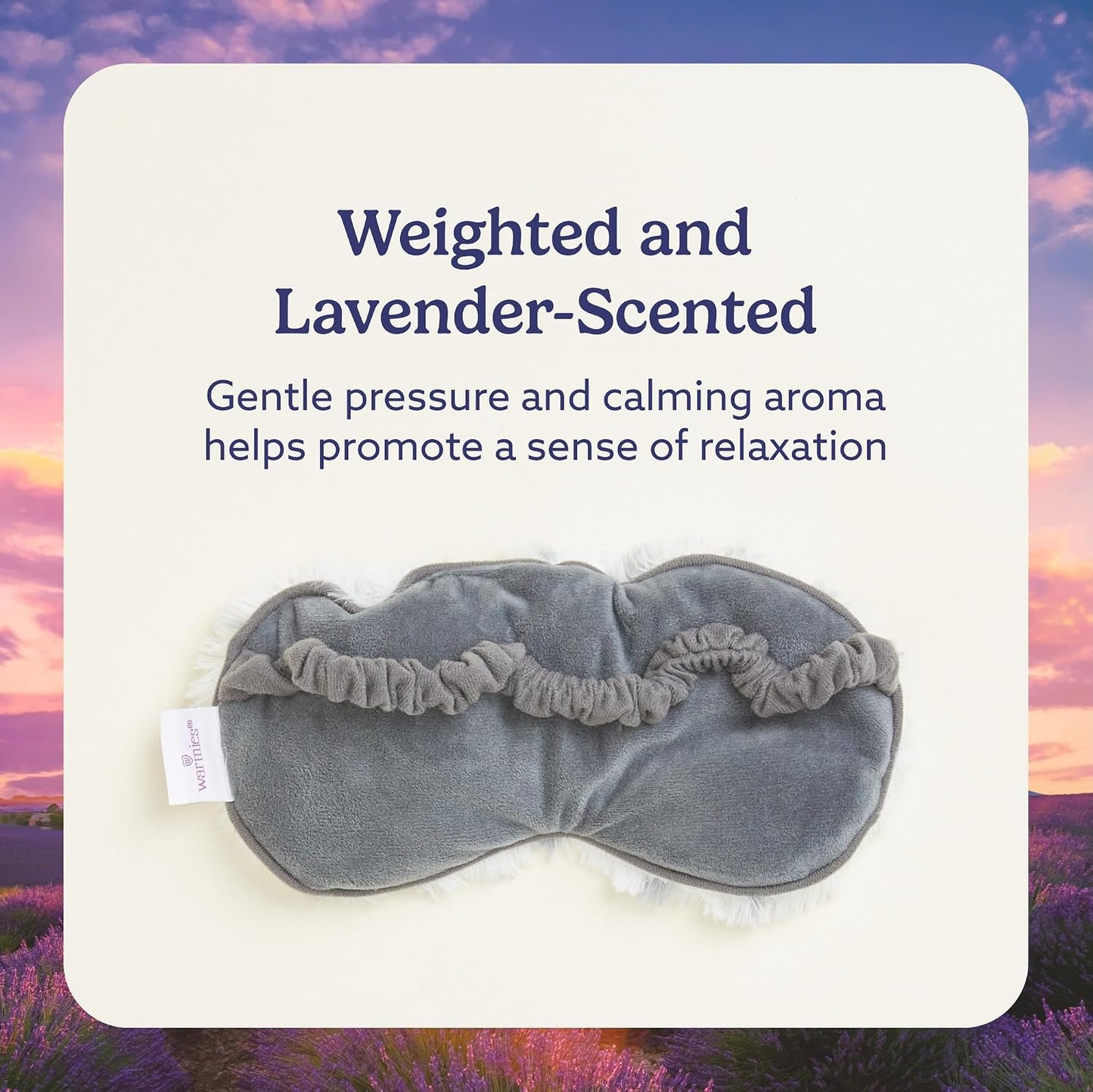 warmies Microwavable Eye Mask for Warmth & Comfort - Heating & Cooling Compress for Calming Relaxation - Weighted & Heated Eye Mask with Scented Lavender for Sleeping - Snowy