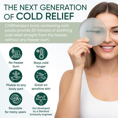 Chilltherapy Small Ripple Reusable Ice Pack for Face & Eyes, 4” Precision Cold Therapy Gel Pack, Flexible Silicone Cooling Pad for Puffy Eyes, Skincare & Targeted Relief, Compact Travel Size