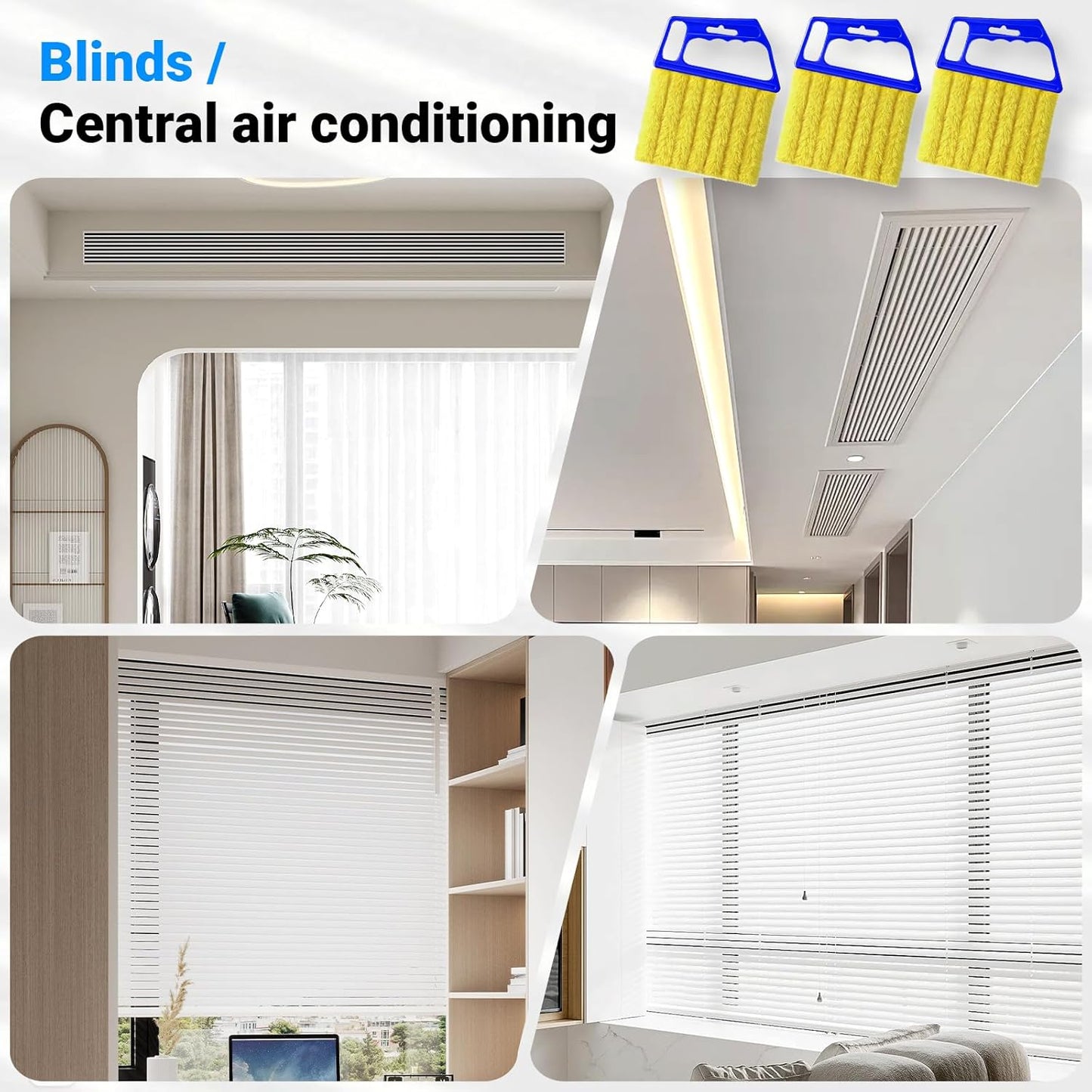 3pcs Window Blind Cleaner Duster Tool,2026 New Cleaning Tools,7 Fingers Washable Microfiber Dusters for Cleaning,Crevice Cleaning Brush, Duster for Venetian Blinds & Air Conditioner Vents（Orange