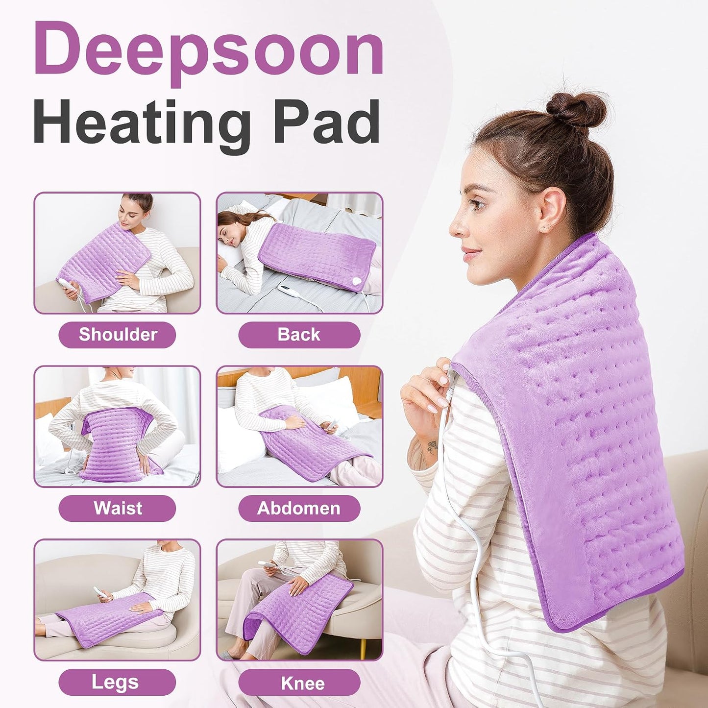 Heating Pad,Heated Blanket,Heating Pad for Back Neck,Grey,24x12 Inch | Electric Heating Pad,Dry/Moist Heat Heating Pads,Heating Pads for Shoulder,Abdomen,Heat Pad for Women Men,Birthday Gift