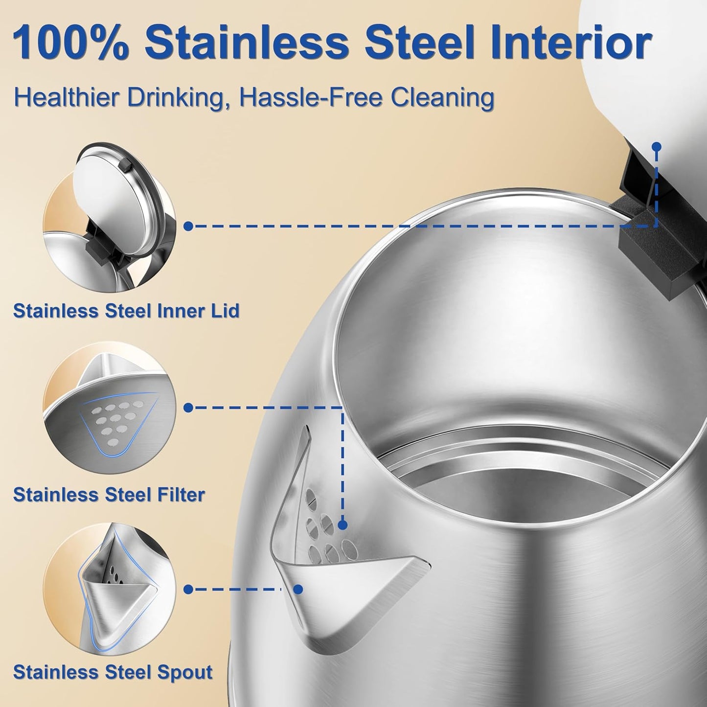 TOPWIT 2.0L Glass Electric Kettle, Hot Water Boiler, BPA-Free | Stainless Steel Bottom & Lid, Fast Boil, Auto Shut-Off & Boil-Dry Protection, No Plastic Odor | for Tea, Coffee, Home, Office
