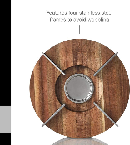 AdHoc Tuto Decorative Teapot and Food Warmer - Portable Warmer for Food & Drinks - Wood Warming Plate with Stainless Steel Plate - Warmer for Mid-Sized & Smaller-Sized Teapots