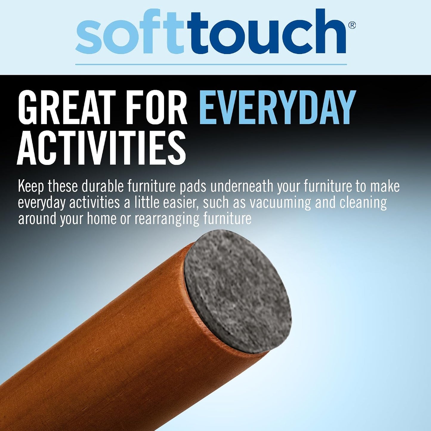SoftTouch Assorted Size Round Mini Self-Stick Furniture Slider Felt Pads for Hard Surfaces, Noise-Reducing Adhesive Furniture Moving Pads for Beds, Sofas, Dressers, 46-Count, Brown