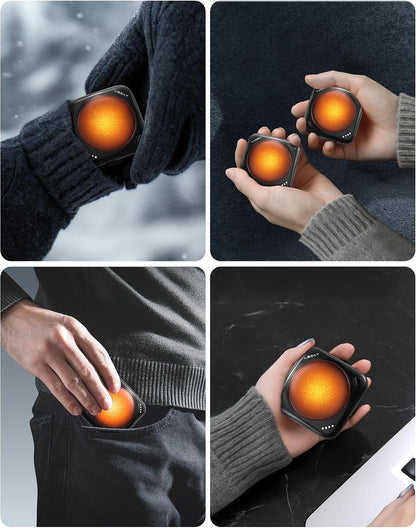Lerat Hand Warmers Rechargeable, 2 Pack Electric Hand Warmers, Reusable Portable Pocket Handwarmers, USB Rechargeable, Gifts for Men & Women, Indoor Outdoor Use, Hiking, Skiing, Camping, Hunting