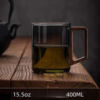 Tea Infuser Mug 400ML/15.5oz，Borosilicate Glass Infusion Mug Dishwasher Safe preferred for birthday gifts (dark green)
