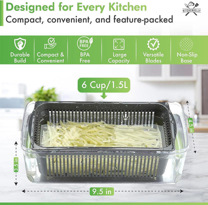 Vegetable Chopper 16 in 1 with Container, Veggie Chopper Food Chopper and Dicer, Onion Chopper Vegetable Cutter with 8 Stainless Steel Blades, Easy Meal Prep Kitchen Tool, Green