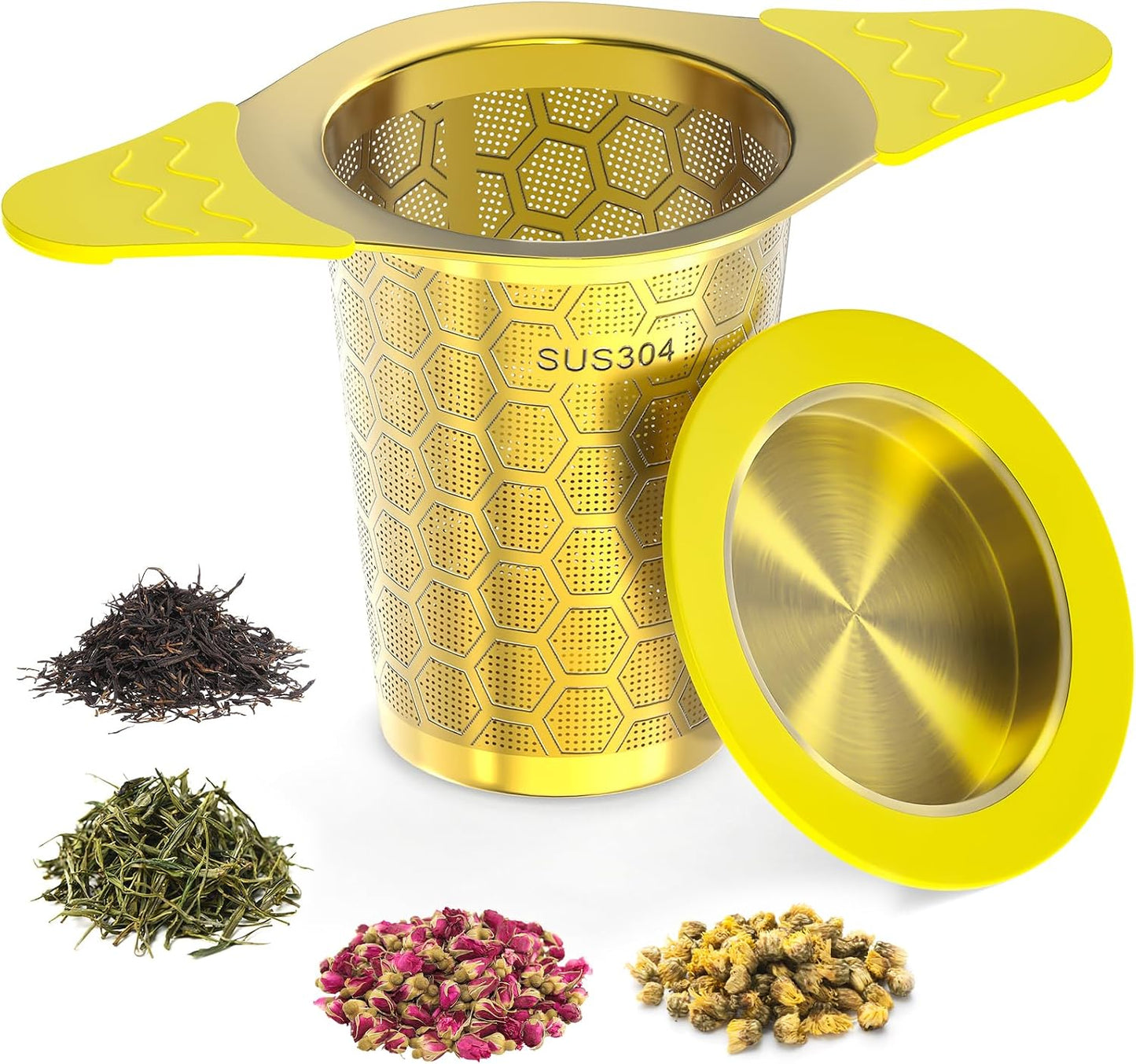 Tea Infuser for Loose Leaf Tea,Stainless Steel Tea Infuser with Heat Proof Silicone Handles,Extra Fine Mesh Tea Strainers Filter Fine Tea Leaves Effectively,Fits TeaPots/Mugs