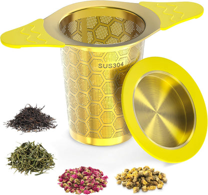 Tea Infuser for Loose Leaf Tea,Stainless Steel Tea Infuser with Heat Proof Silicone Handles,Extra Fine Mesh Tea Strainers Filter Fine Tea Leaves Effectively,Fits TeaPots/Mugs
