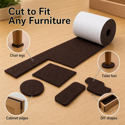 Felt Furniture Pads, Self Adhesive Felt Sheets Roll, Cuttable Felt Pads for Furniture Legs, Heavy Duty Furniture Pads for Hardwood Floors, Chair Wall Protector, Black, 40 x 5 x 0.12 Inch