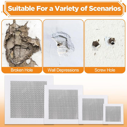 Romeda Drywall Patch Kit 11 Pack, 4/6/8 Inch Wall Patch with Extended Self Adhesive Mesh, Dry Wall Patch with Scraper and Sandpaper for Hole Repair