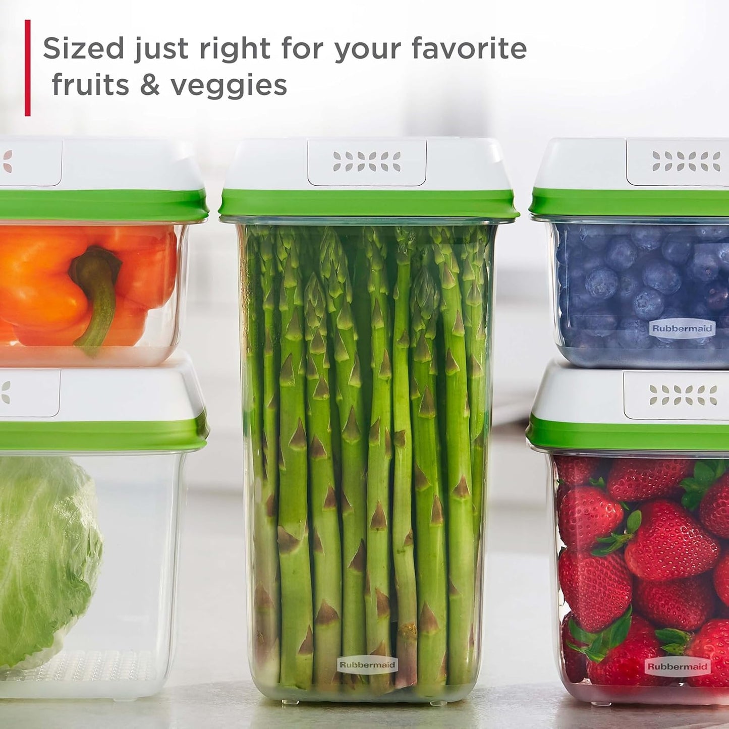 Rubbermaid FreshWorks Produce Saver, Medium and Large Storage Containers, 8-Piece Set, Set of 4, Med & Lg, Clear