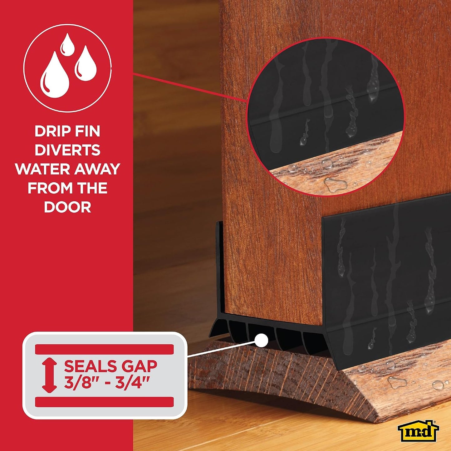 M-D Building Cinch® Slide-On U-Shaped Vinyl UDS, Brown, 36in 2pk | Rigid and Flexible Vinyl, Blocks Drafts Moisture Dust Insects, Compression Fit, No Hardware Required, Cut-to-Length