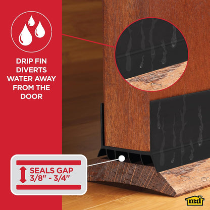 M-D Building Cinch® Slide-On U-Shaped Vinyl UDS, Brown, 36in 2pk | Rigid and Flexible Vinyl, Blocks Drafts Moisture Dust Insects, Compression Fit, No Hardware Required, Cut-to-Length