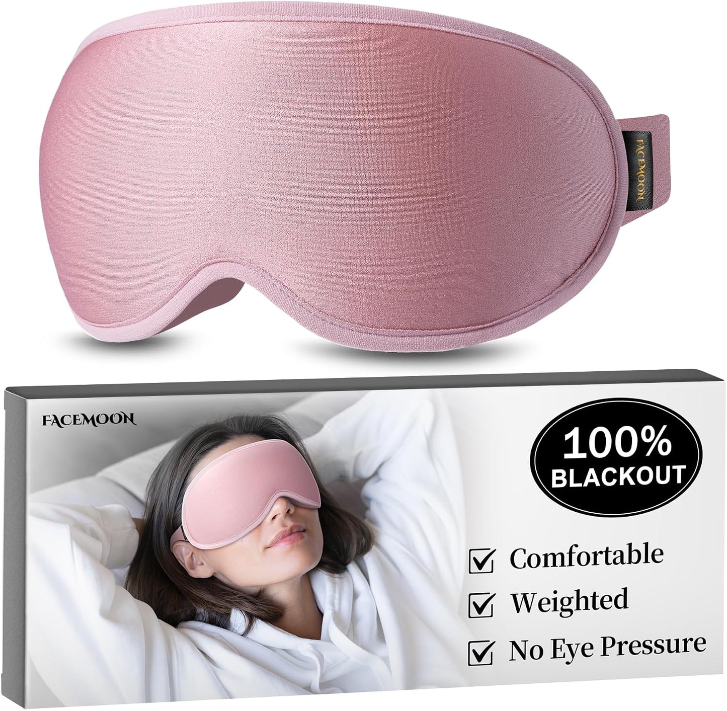Blackout Weighted Eye Mask for Sleeping, 3D Contoured Sleep Mask for Men | Gentle-Pressure, Deep Cups, Zero Eye Pressure, Airplane Travel & Night Shift Essentials, Breathable Blindfold, Black