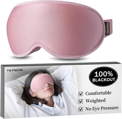 Blackout Weighted Eye Mask for Sleeping, 3D Contoured Sleep Mask for Men | Gentle-Pressure, Deep Cups, Zero Eye Pressure, Airplane Travel & Night Shift Essentials, Breathable Blindfold, Black