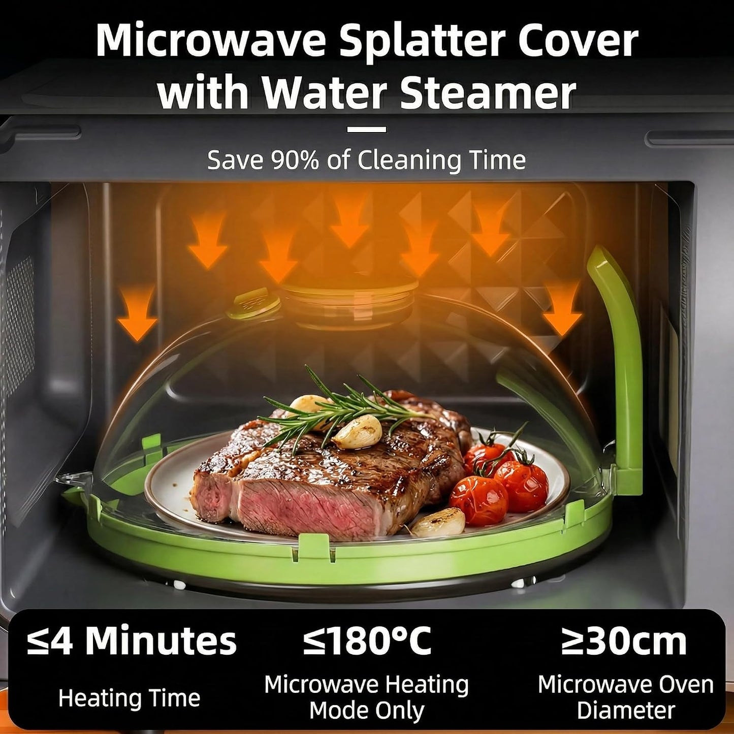 Microwave Splatter Cover with Water Steamer and Vent Hole, BPA-Free, 11.22" | Microwave Cover for Food, Plastic Splatter Guard for Microwave to Keeps Food Soft and Moist and Microwave Clean and Tidy