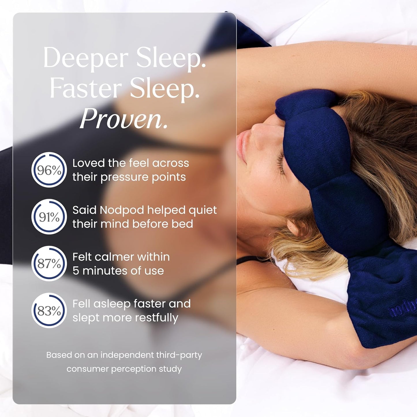 Nodpod Mineralized Silk Gentle Pressure Sleep Mask - Strap-Free, Light-Blocking Design for Sleep, Travel & Relaxation - Weighted Eye Pillow, Machine Washable (Willow)