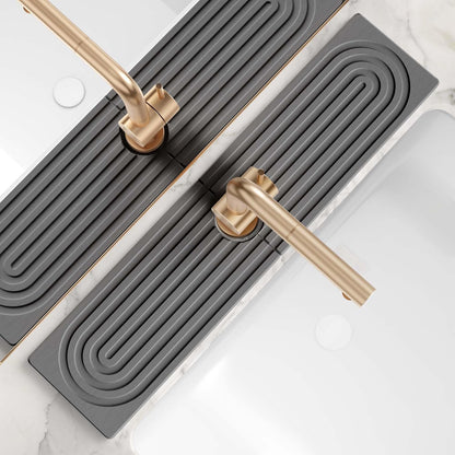 Stone Faucet Mat for Kitchen Sink – Diatomite Drying Stone Mat & Sink Protector, Prevents Moisture – Sink Splash Guard Water-Absorbing Stone Tray for Bathroom Counter (Light Grey, 20" x 3.9")