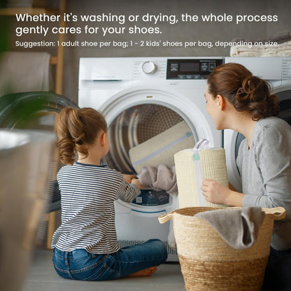 1 Pcs Shoe Washing Machine Bag, White | Extra Long and Thick Microfibre Fluff, Reusable for Washer & Dryer, All-Around Cleaning for All Shoe Types
