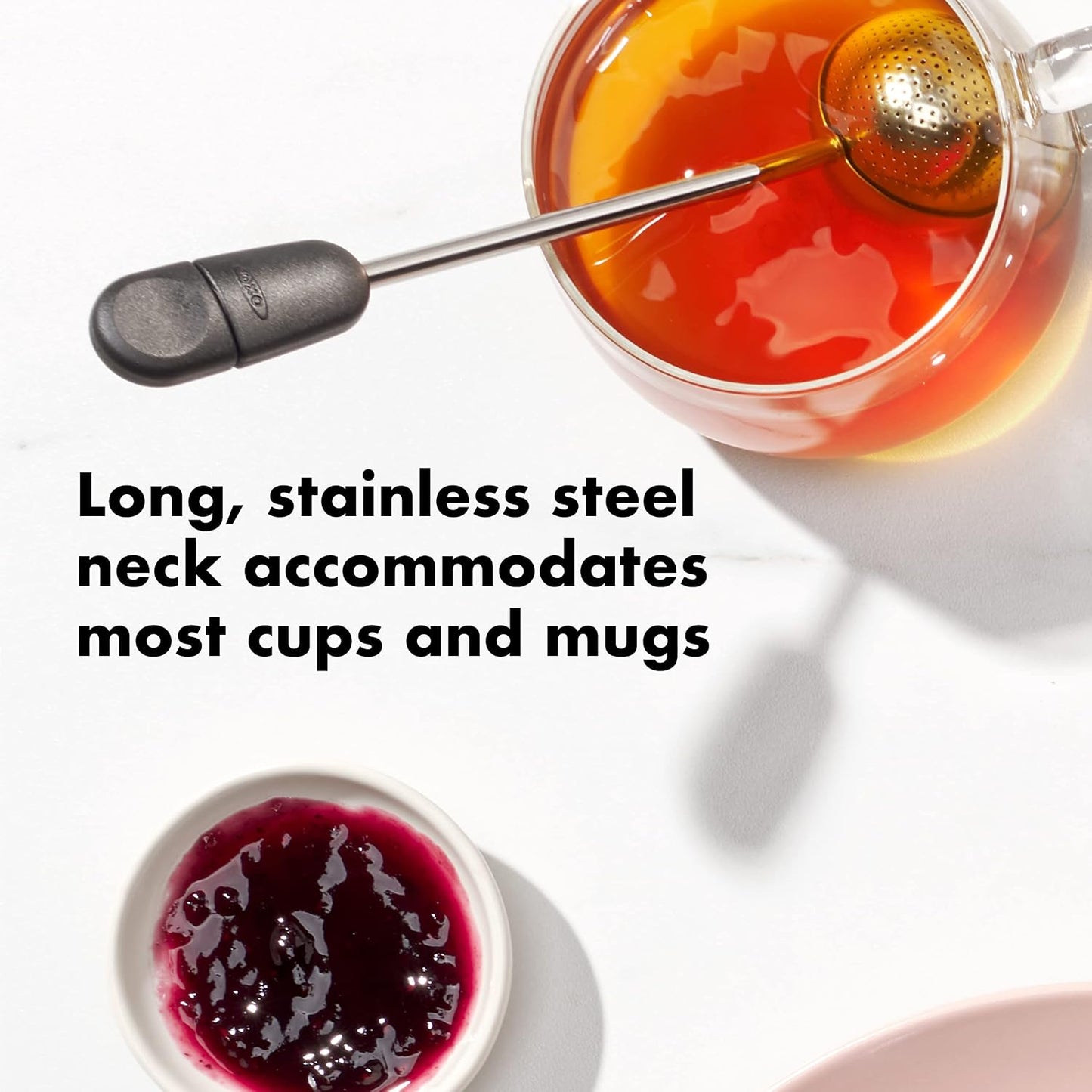 OXO Brew Twisting Ball Tea Infuser - Fine Mesh, Stainless Steel | Loose Leaf Tea Infuser, Reusable Strainer, Easy-Open Twist Design, Fits Different Sized Mugs, Dishwasher Safe