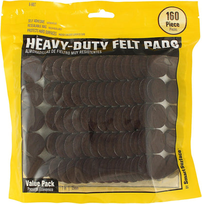 8727 Heavy Duty Self Adhesive Furniture Felt Pads 1-Inch Round Oatmeal 160-Piece Value Pack in Resealable Bag