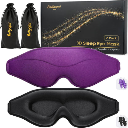 BeHoomi Sleep Mask, Premium Eye Mask for Sleeping, Total Blackout, Super Soft Comfort, Adjustable Fit, Upgraded 3D Ergonomic Designed Sleeping Mask for Home, Office, Travel, Meditation, Yoga, Pink