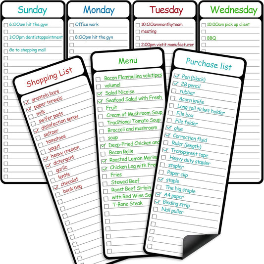 7-Piece Magnetic Dry Erase to-Do List White Board, 4'x11', Multifunctional Weekly Planner, Chore Chart, Dry Erase Planner for Refrigerator